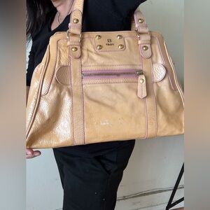 Fendi vintage authentic huge 12x13 shoulder beige color bag